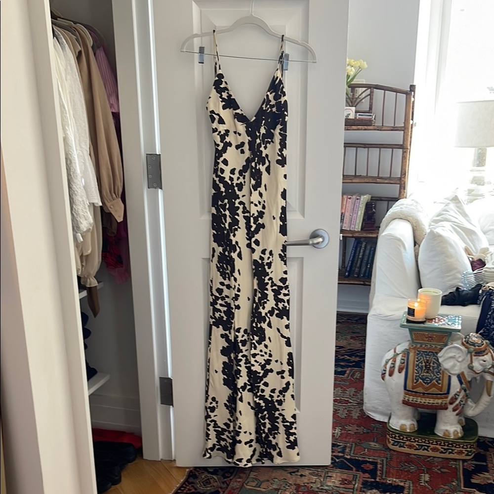 Black and Cream Spaghetti Strap Maxi Dress